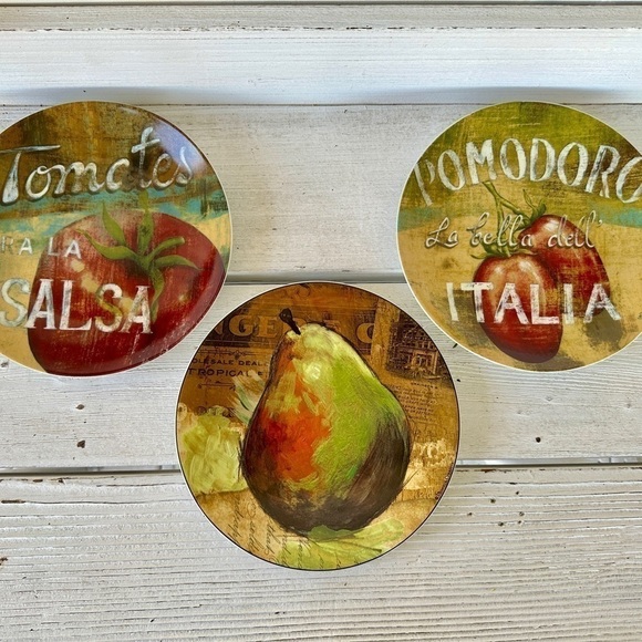 3-8 1/4” DECORATIVE FRUIT, CHINA PLATES. COLORFUL FARMHOUSE PLATES. - Picture 2 of 7